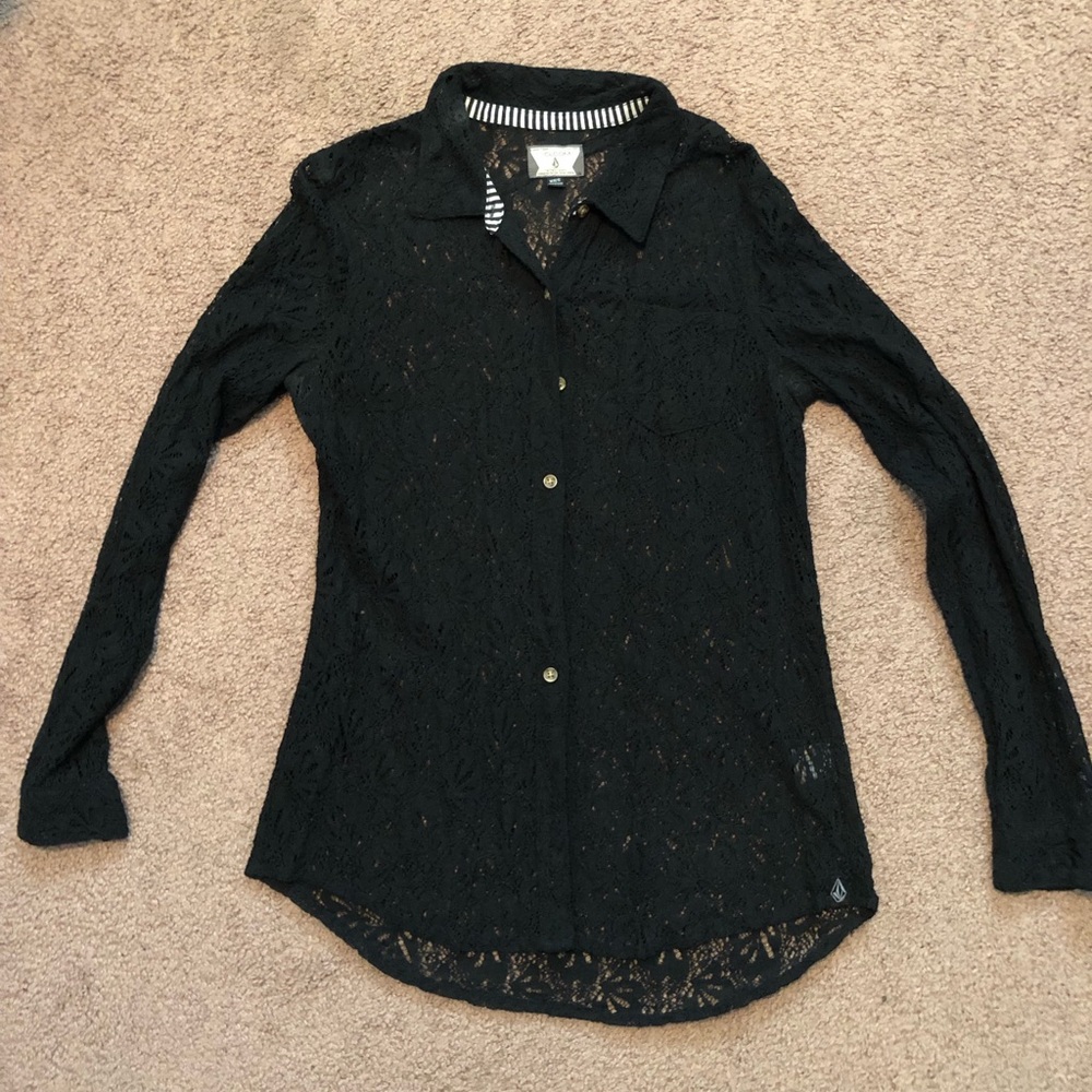 Lace long sleeve button down